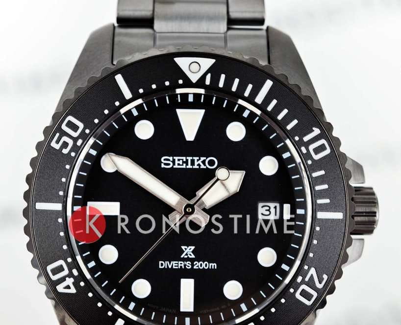 Seiko Seiko Prospex Sea SNE599P1, prospex япония мужские часы на браслете нержавеющая сталь с pvd-покрытием боковой вид